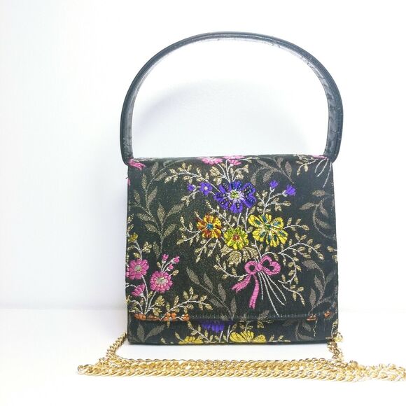 Designer Timothy Hitsman Purse metallic floral thread Gold Crossbody Chain Spain - Picture 1 of 9